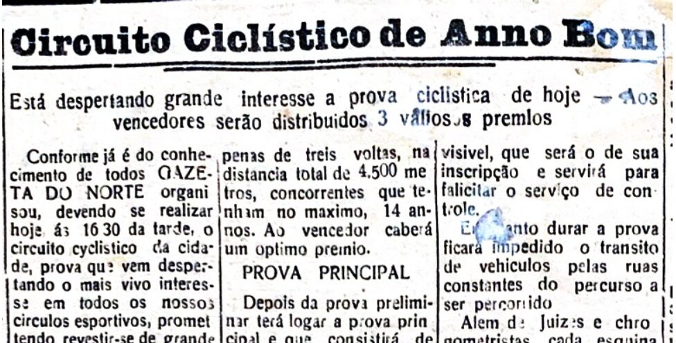 “Gazeta do Norte promove circuito ciclístico em 1938”
