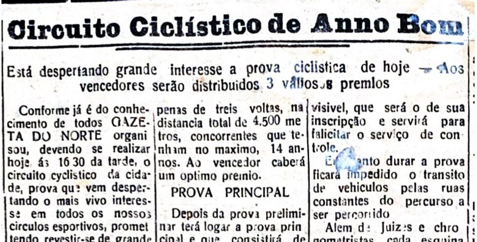 Leia mais sobre o artigo “Gazeta do Norte promove circuito ciclístico em 1938”