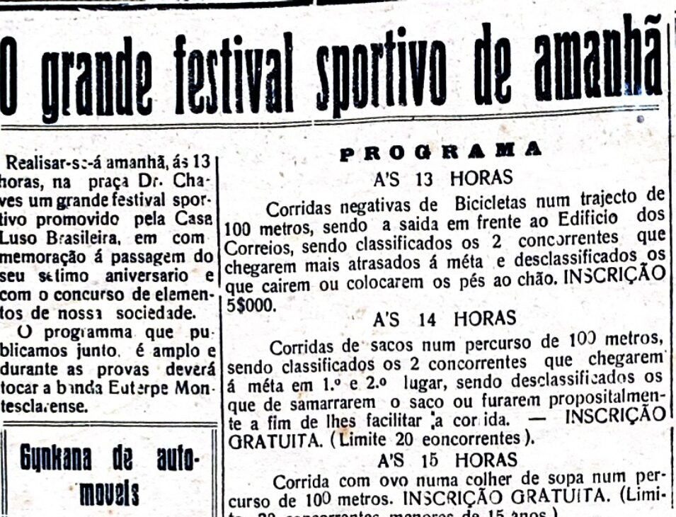 “Praça Dr. Chaves sedia o Grande Festival Sportivo do Amanhã em 1938”