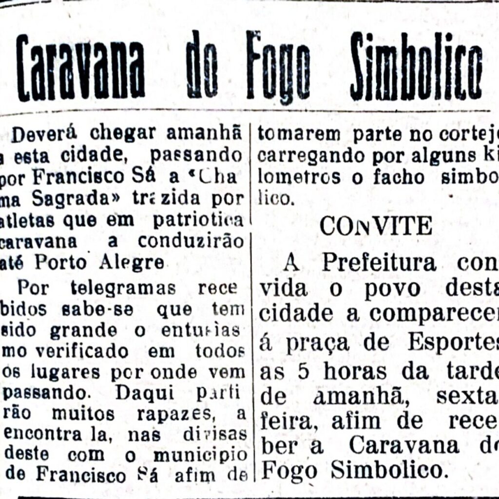Leia mais sobre o artigo “Fogo olímpico passa pela cidade durante Caravana do Fogo Simbólico em 1943”